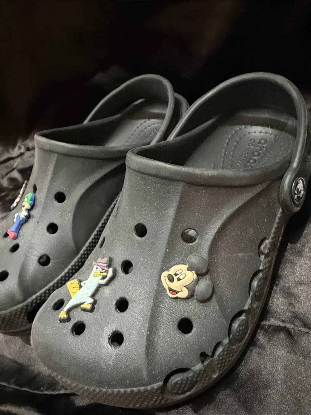 CROCS Black Kids Clogs with Cartoon Charms